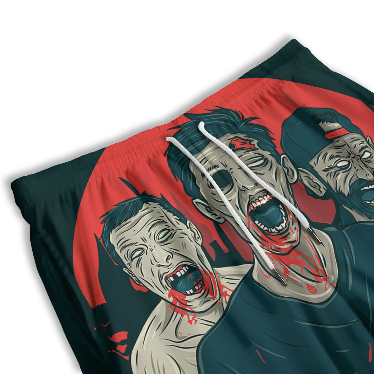Zombie Crowd Halloween Print Men's Athletic Shorts