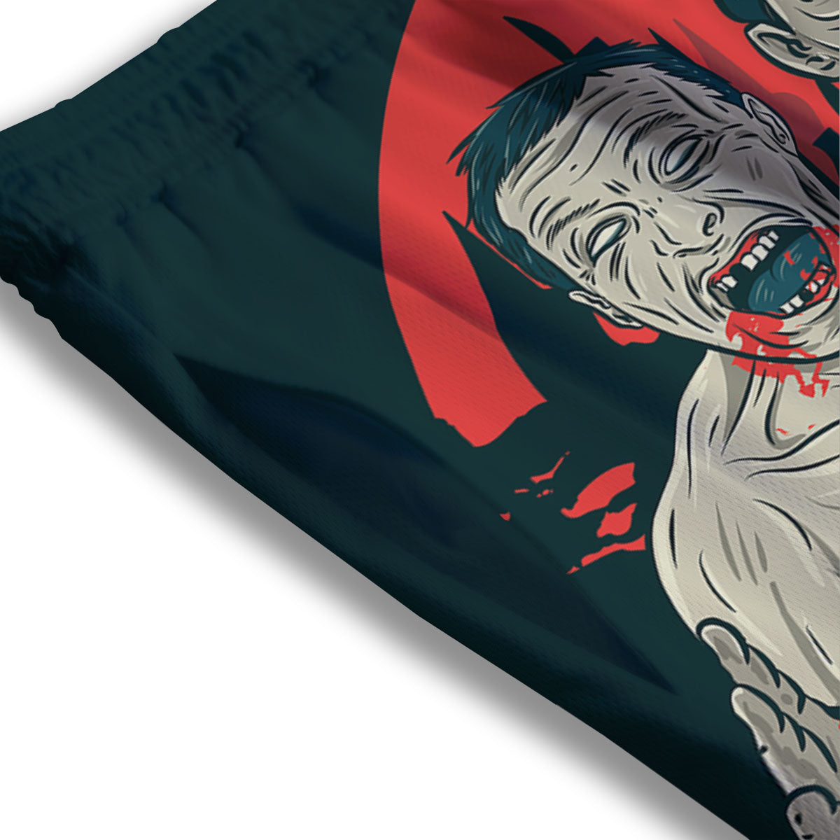 Zombie Crowd Halloween Print Mesh Shorts