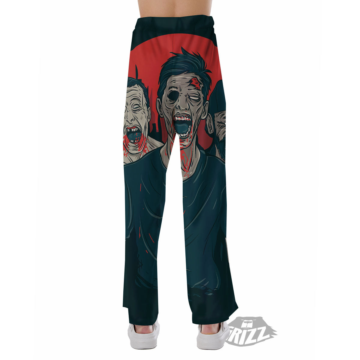 Zombie Crowd Halloween Print Pajama Pants-grizzshop
