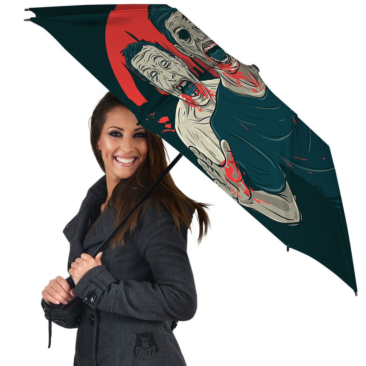 Zombie Crowd Halloween Print Umbrella-grizzshop