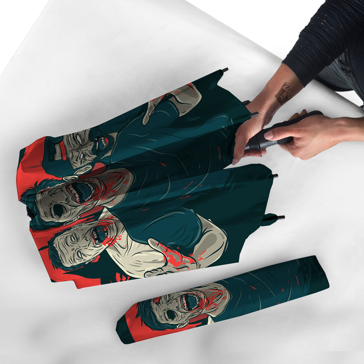 Zombie Crowd Halloween Print Umbrella-grizzshop