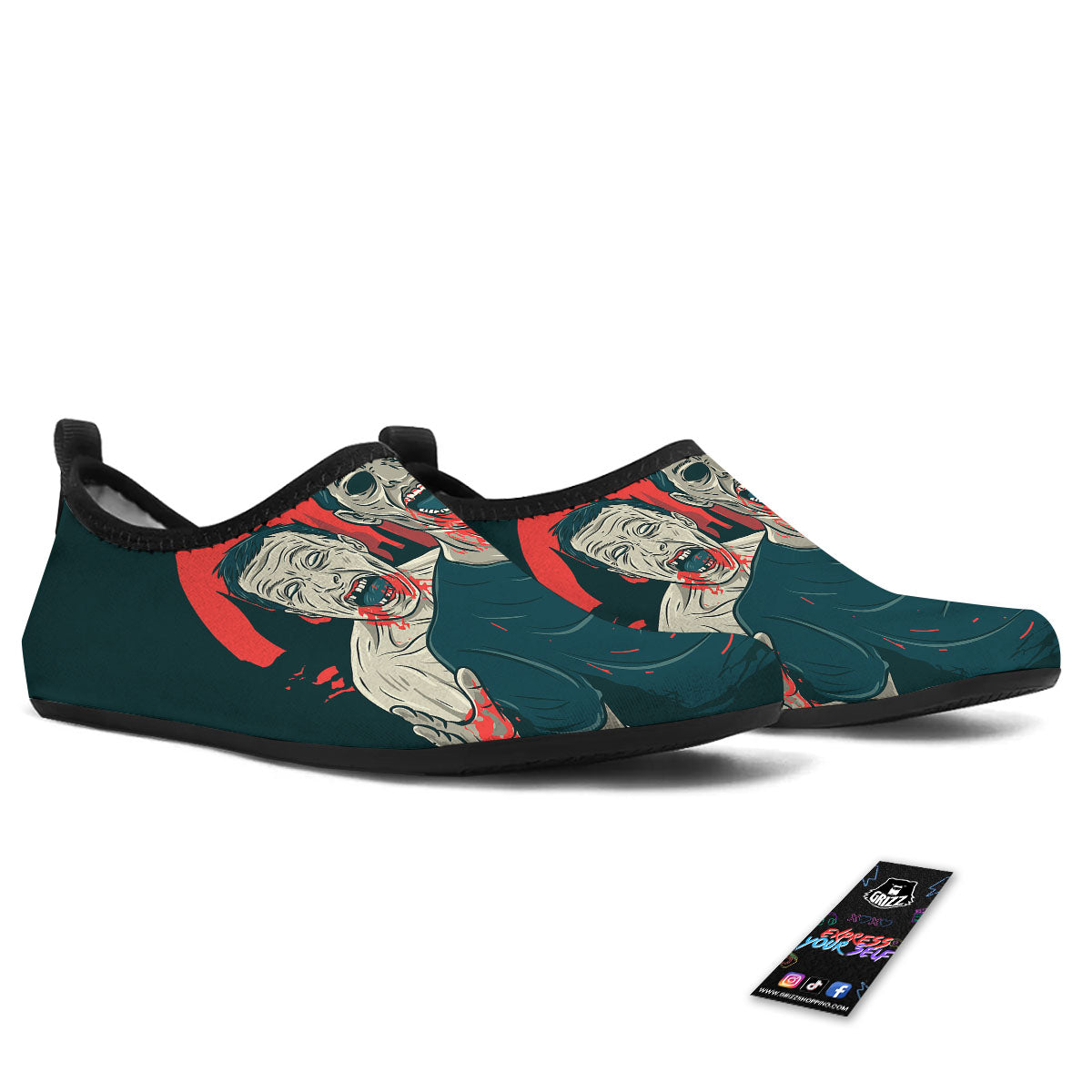 Zombie Crowd Halloween Print Water Shoes-grizzshop