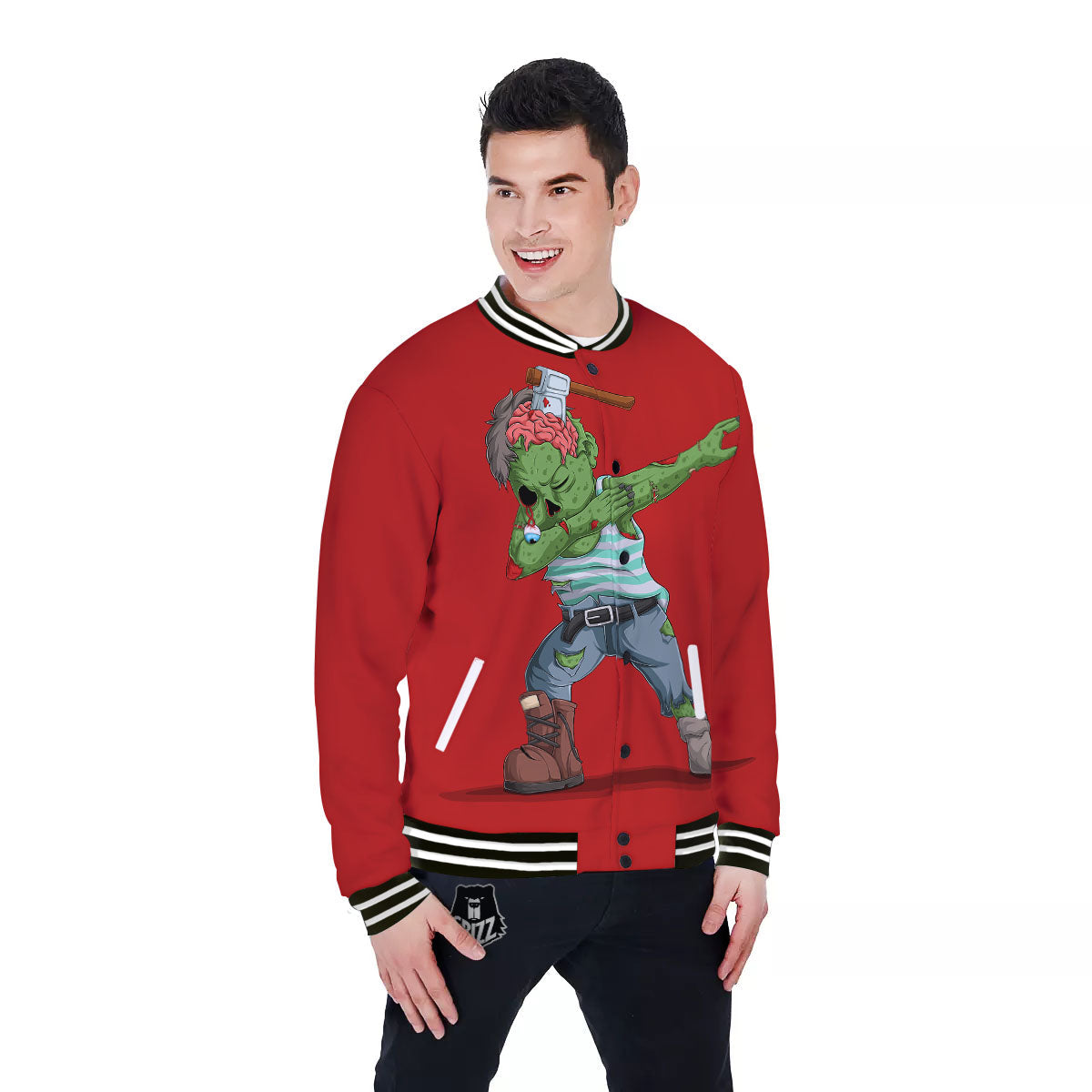 Zombie Dap Print Baseball Jacket-grizzshop