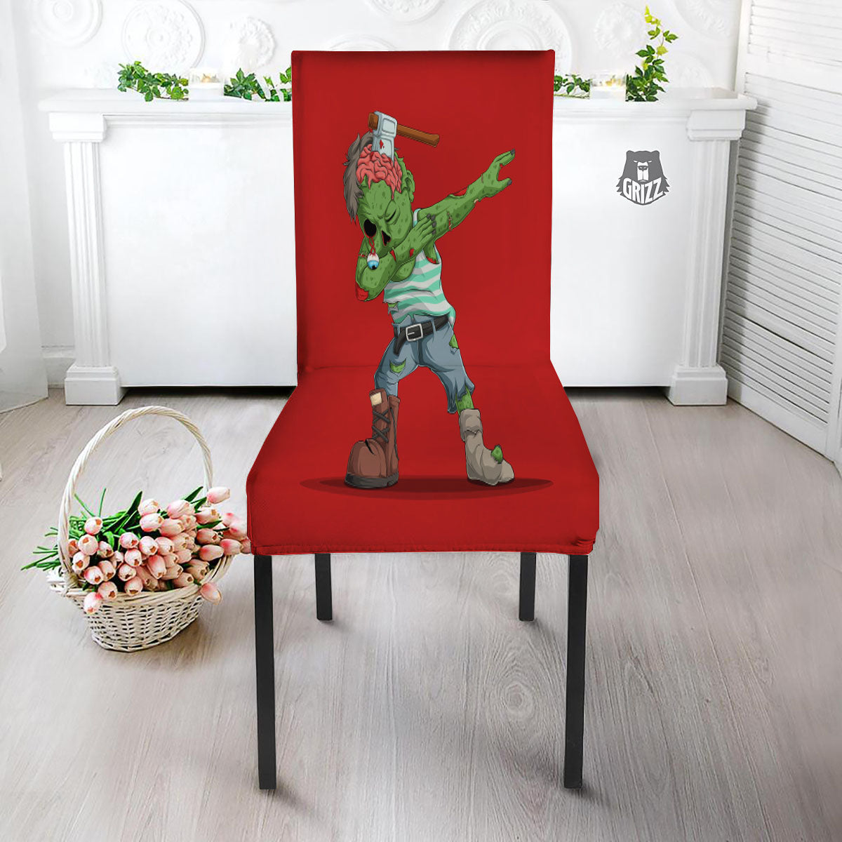 Zombie Dap Print Dining Chair Slipcover-grizzshop