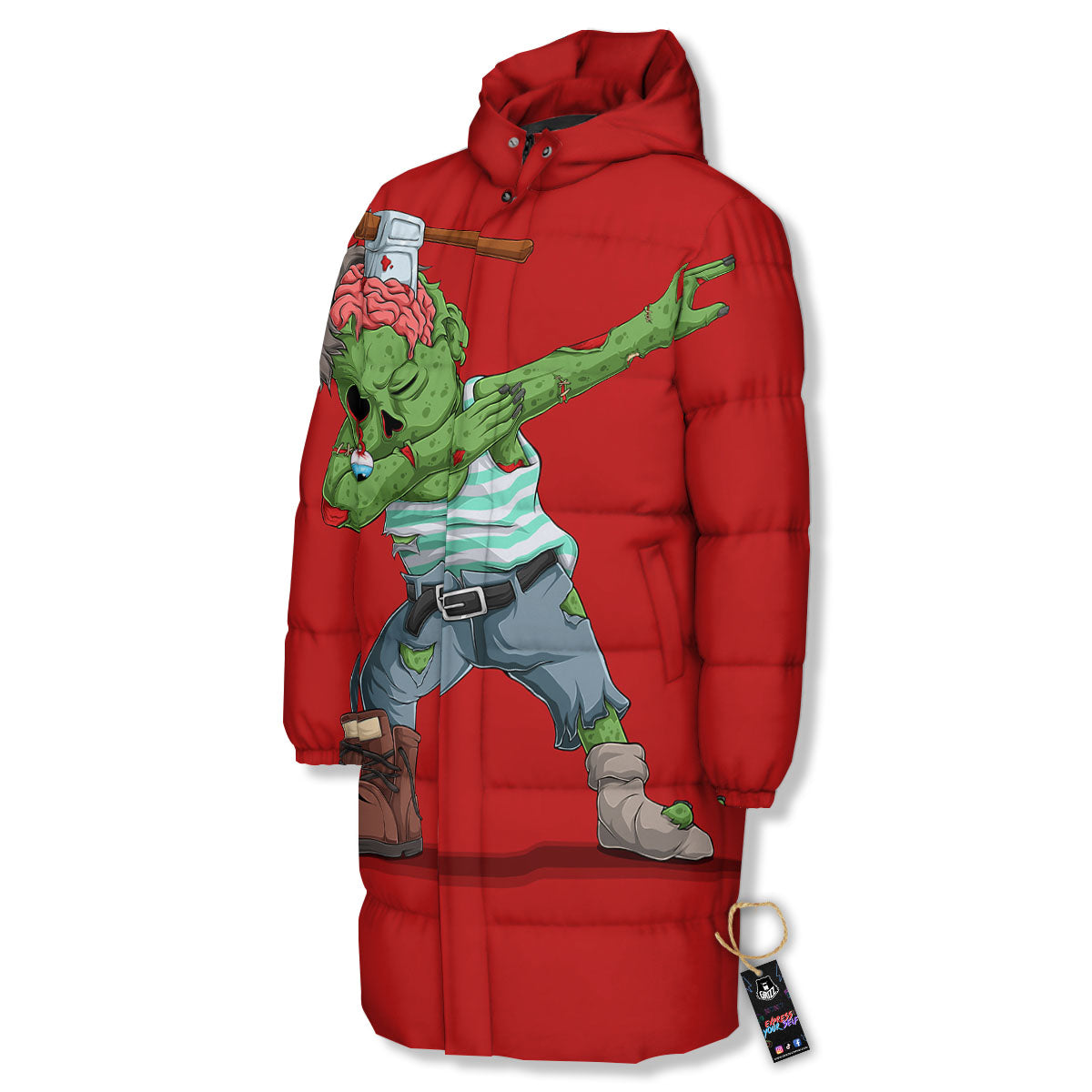 Zombie Dap Print Long Down Jacket-grizzshop