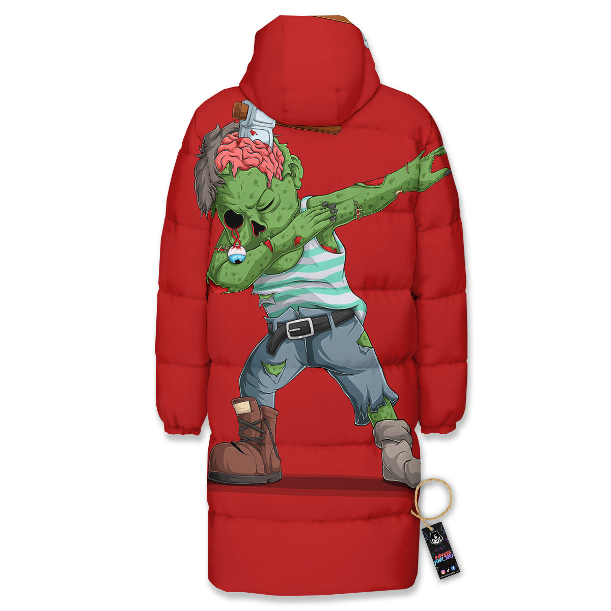 Zombie Dap Print Long Down Jacket-grizzshop