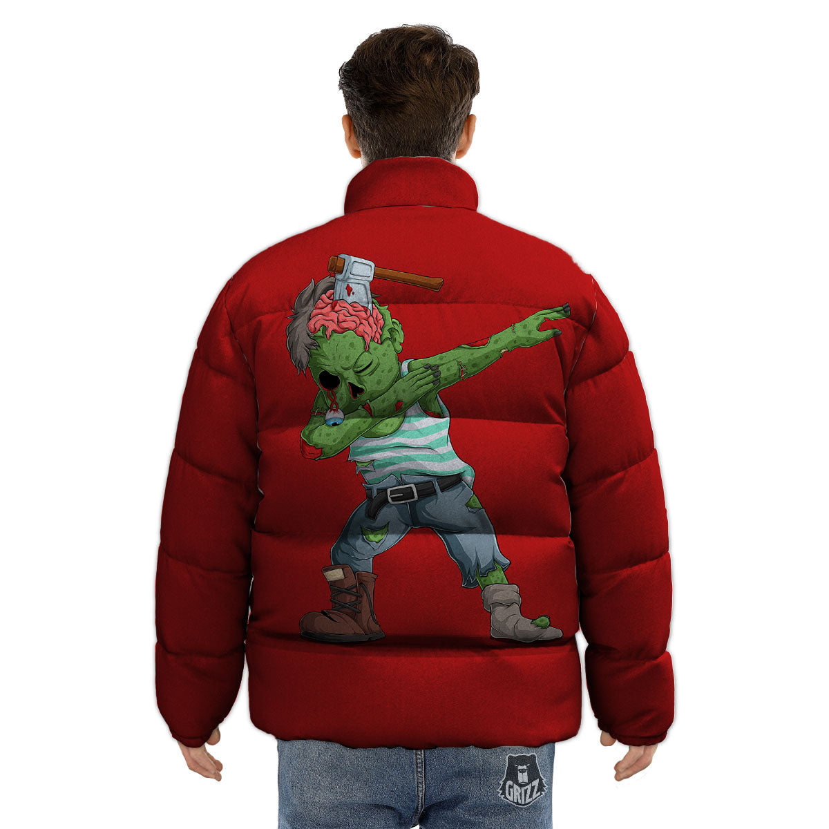 Zombie Dap Print Puffer Jacket-grizzshop