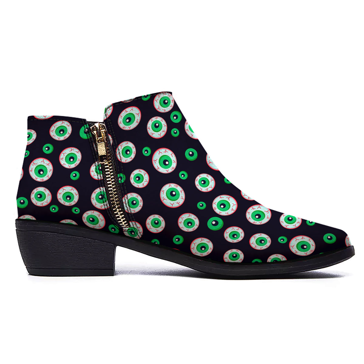 Zombie Eyeball Print Pattern Ankle Boots-grizzshop