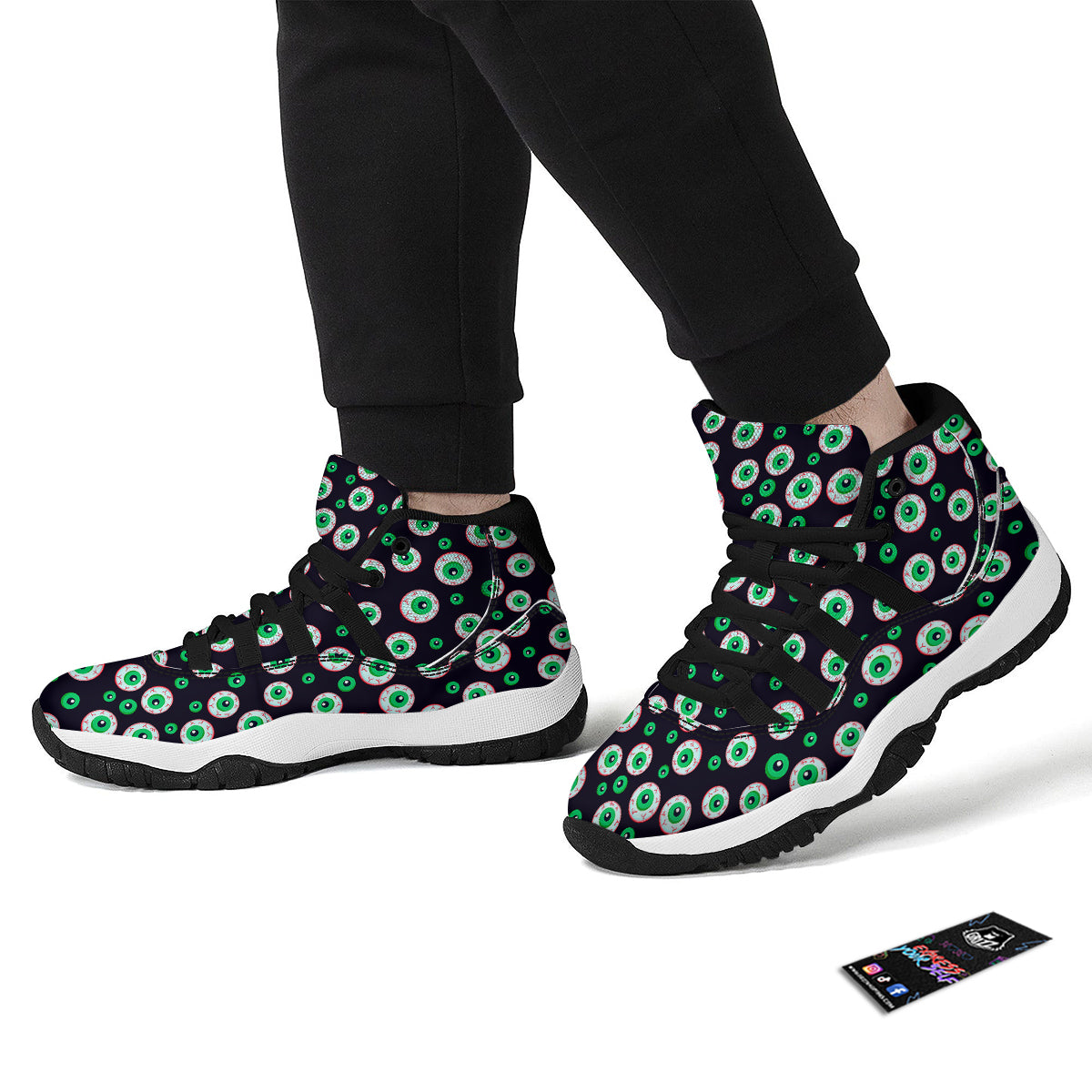 Zombie Eyeball Print Pattern Black Bball Shoes-grizzshop