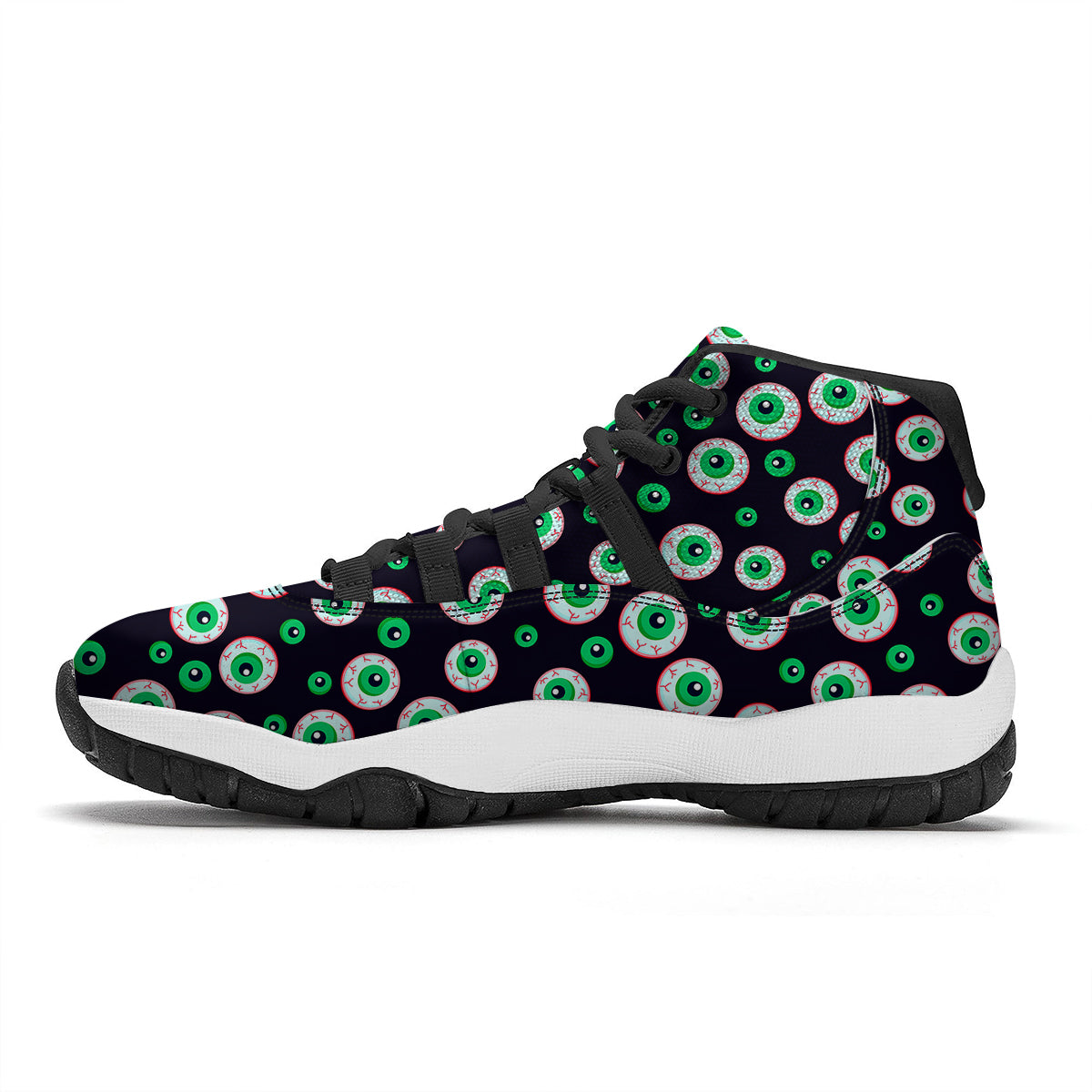 Zombie Eyeball Print Pattern Black Bball Shoes-grizzshop