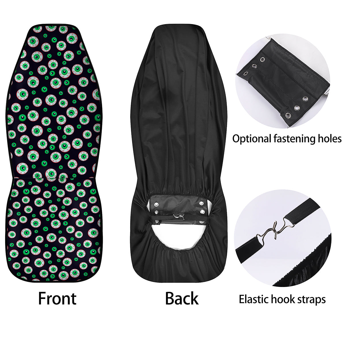 Zombie Eyeball Print Pattern Car Seat Covers-grizzshop