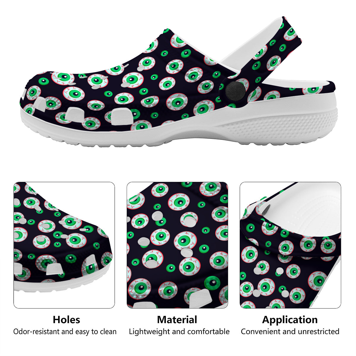 Zombie Eyeball Print Pattern Clog-grizzshop