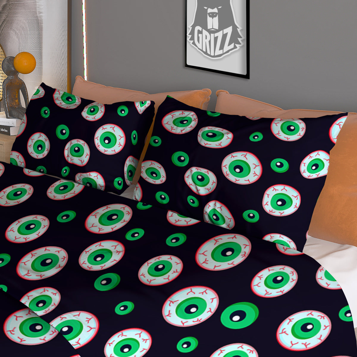 Zombie Eyeball Print Pattern Duvet Cover Bedding Set