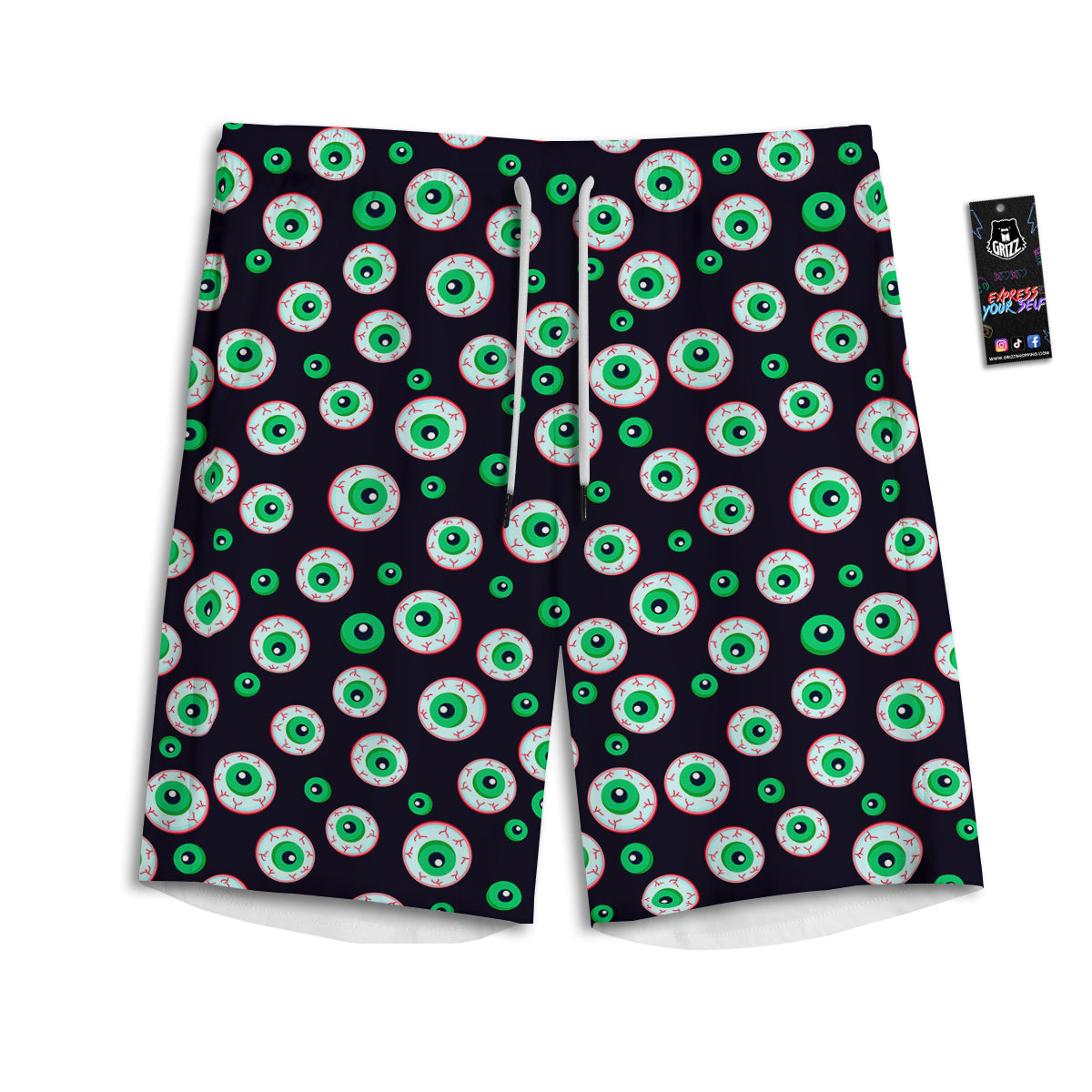 Zombie Eyeball Print Pattern Men's Athletic Shorts