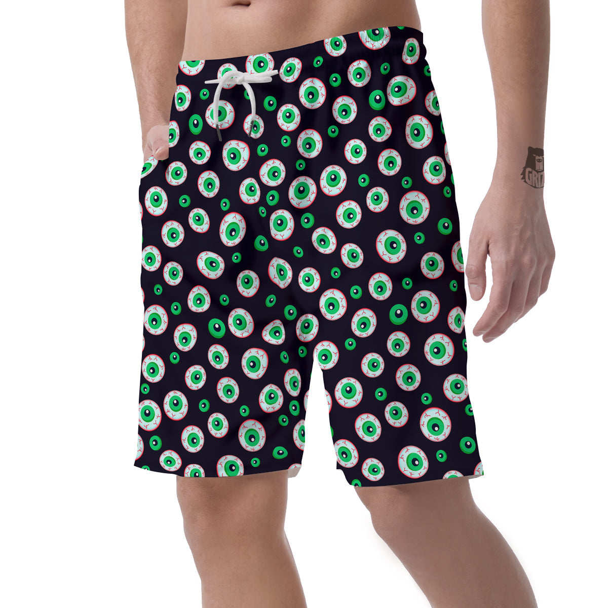 Zombie Eyeball Print Pattern Men's Shorts-grizzshop