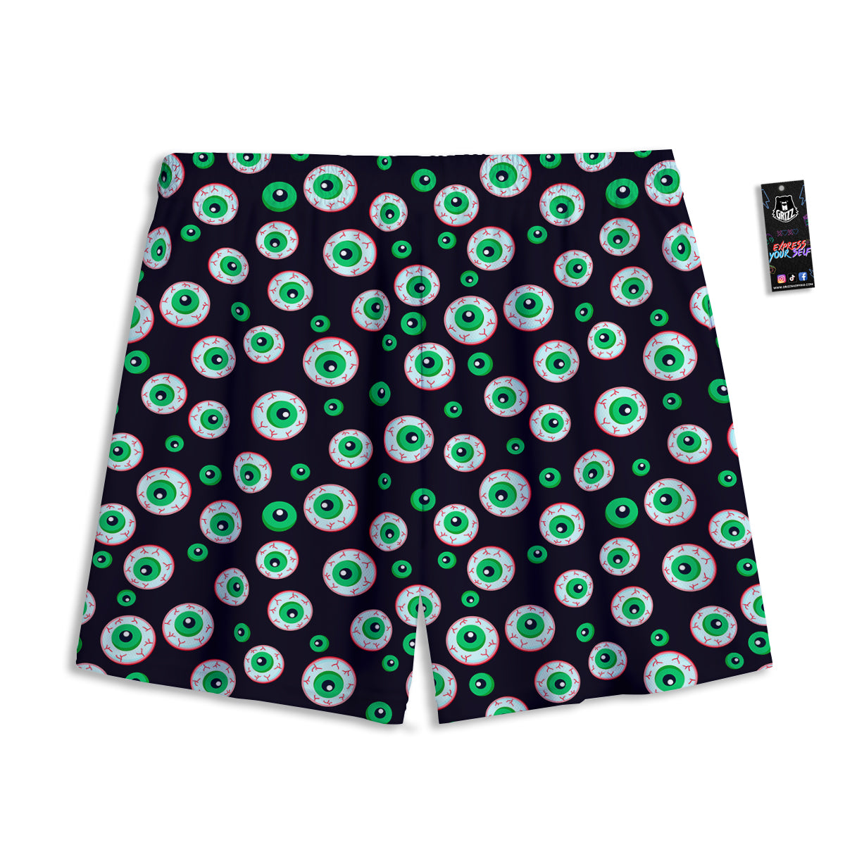 Zombie Eyeball Print Pattern Mesh Shorts-grizzshop