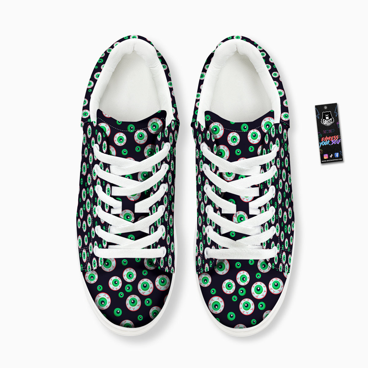 Zombie Eyeball Print Pattern Platform Shoes-grizzshop