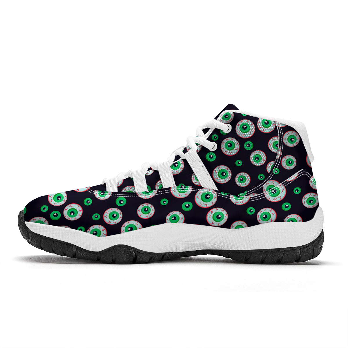 Zombie Eyeball Print Pattern White Bball Shoes-grizzshop