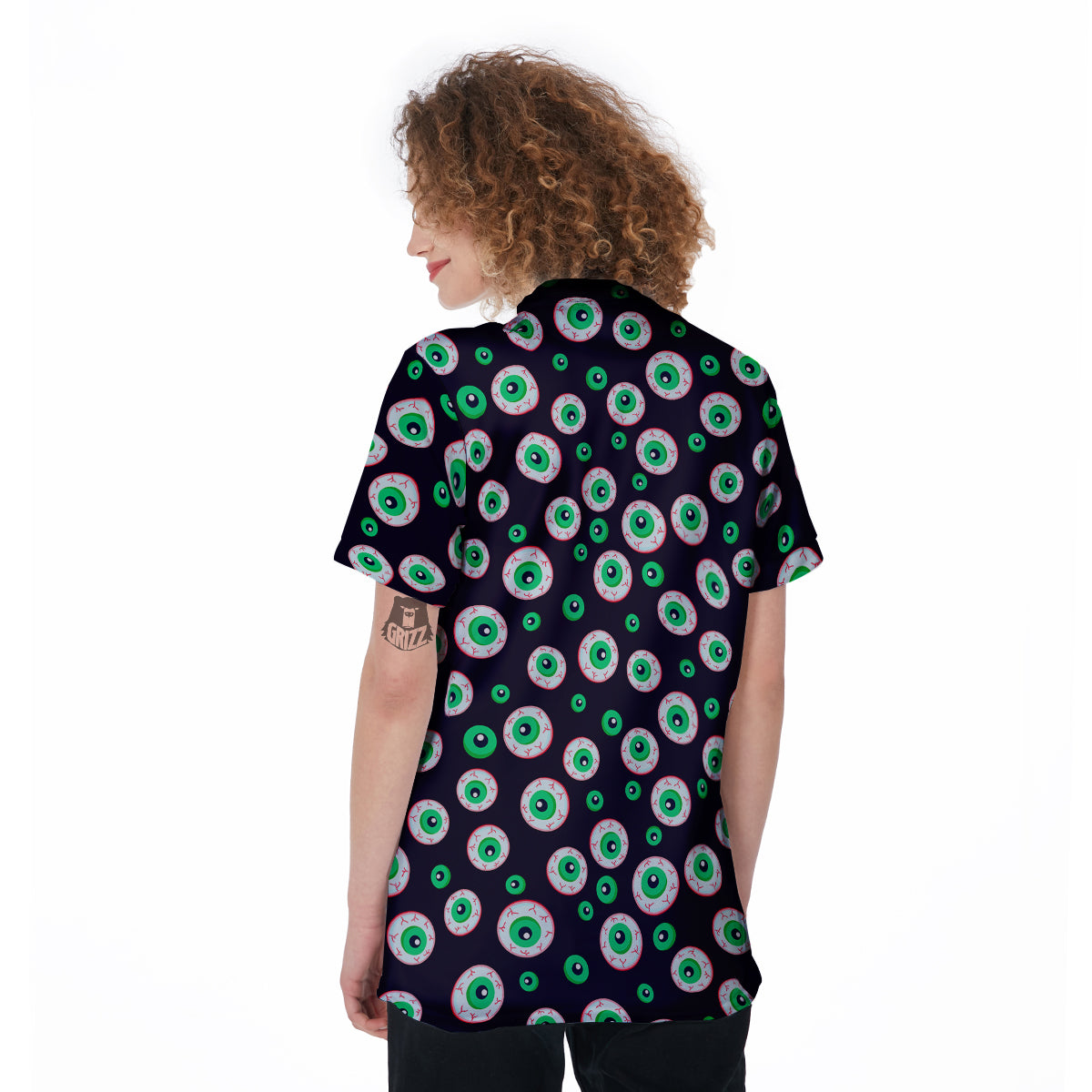 Zombie Eyeball Print Pattern Women's Golf Shirts-grizzshop