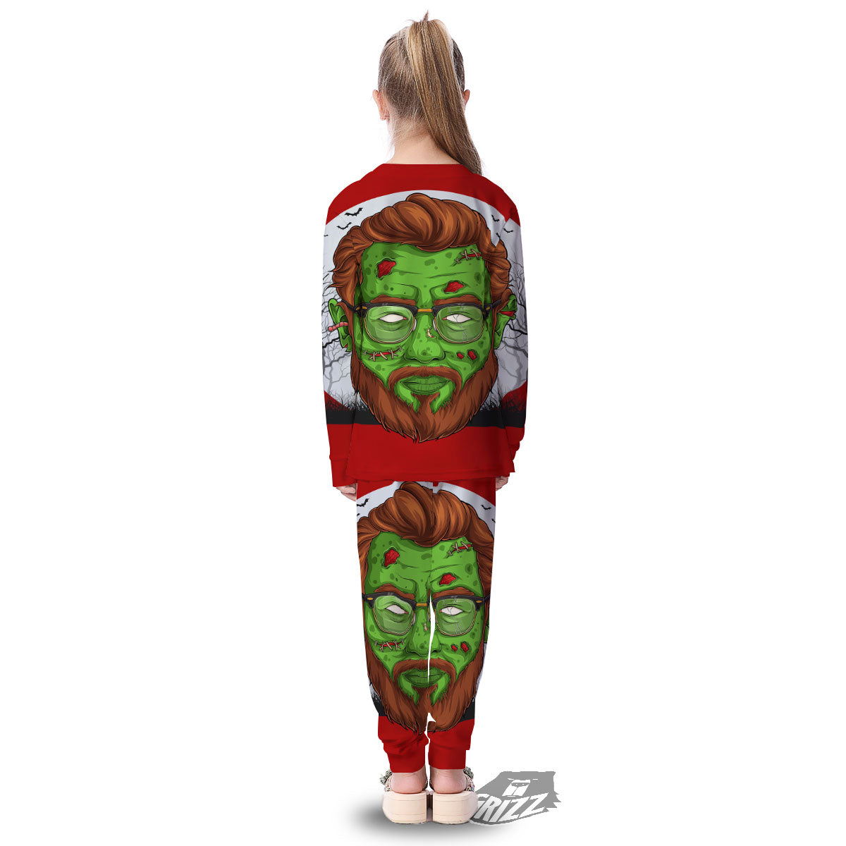 Zombie Face Halloween Character Print Kid's Pajamas-grizzshop