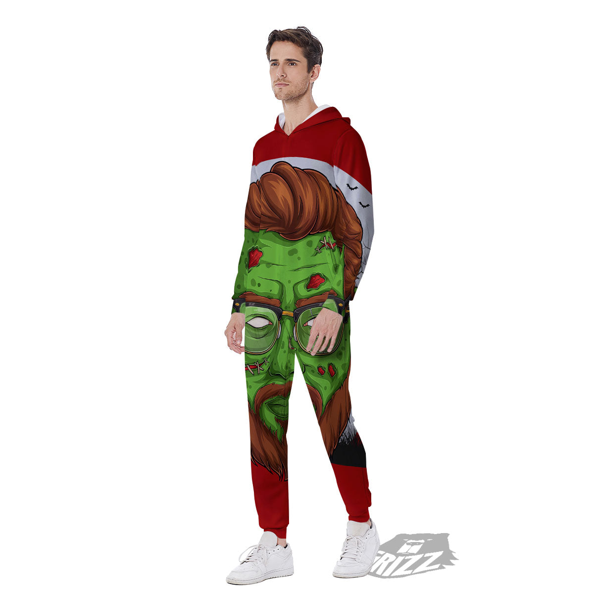 Zombie Face Halloween Character Print Men's Jumpsuit-grizzshop
