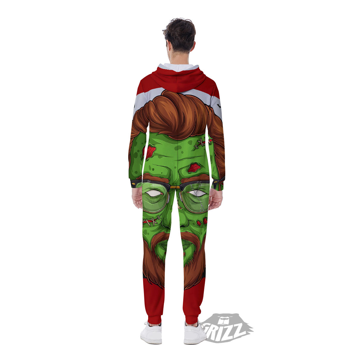 Zombie Face Halloween Character Print Men's Jumpsuit-grizzshop