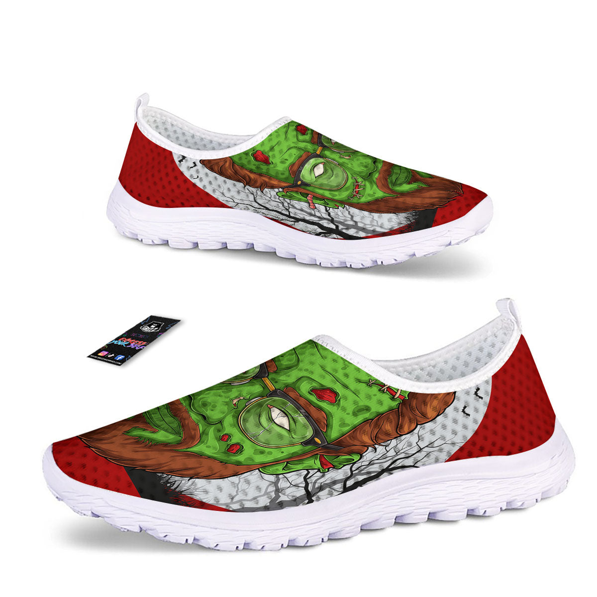Zombie Face Halloween Character Print Nurse Shoes-grizzshop