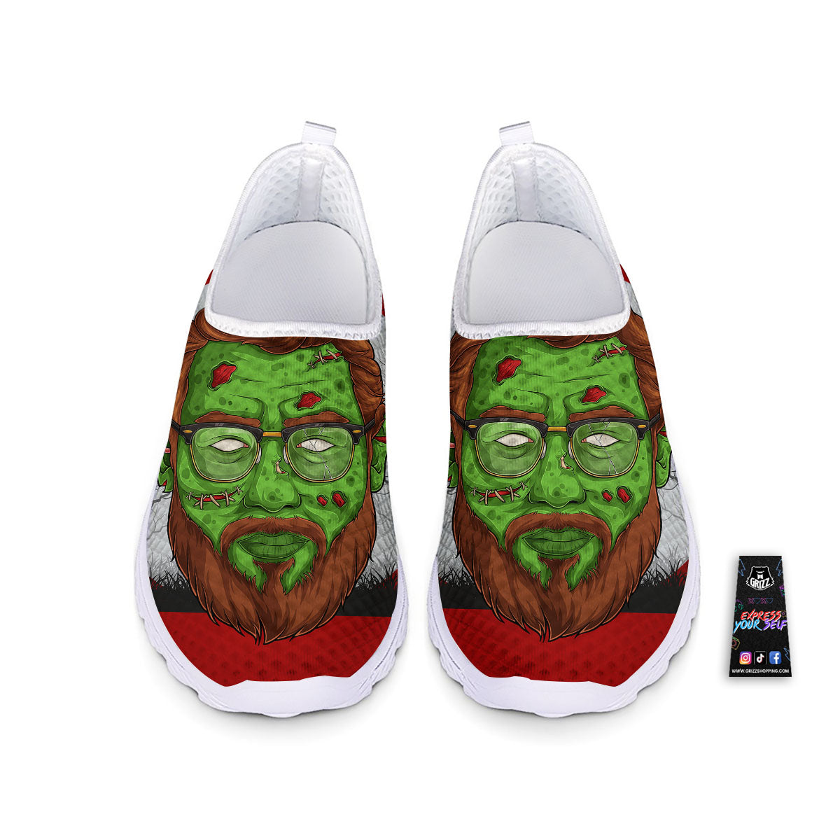 Zombie Face Halloween Character Print Nurse Shoes-grizzshop