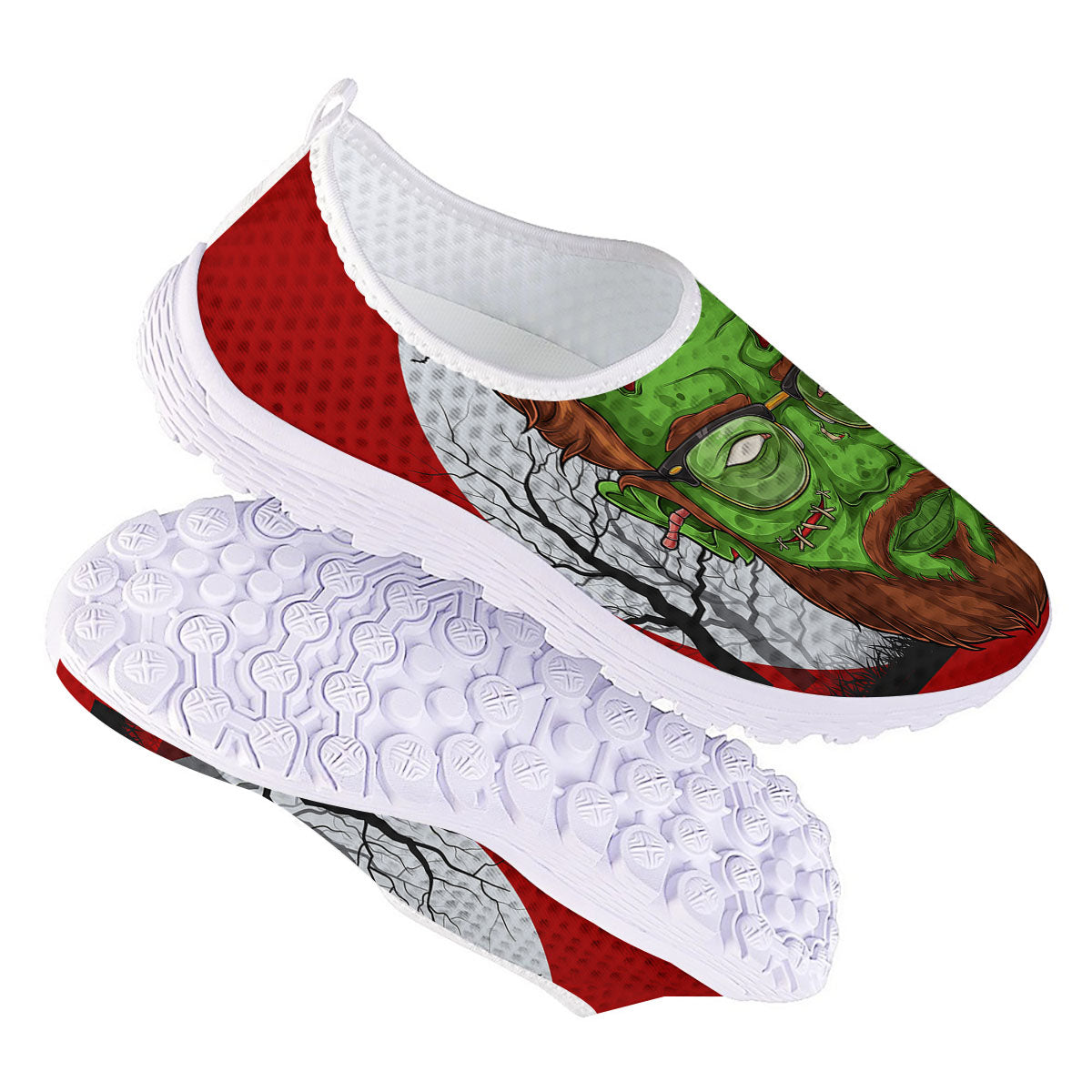 Zombie Face Halloween Character Print Nurse Shoes-grizzshop