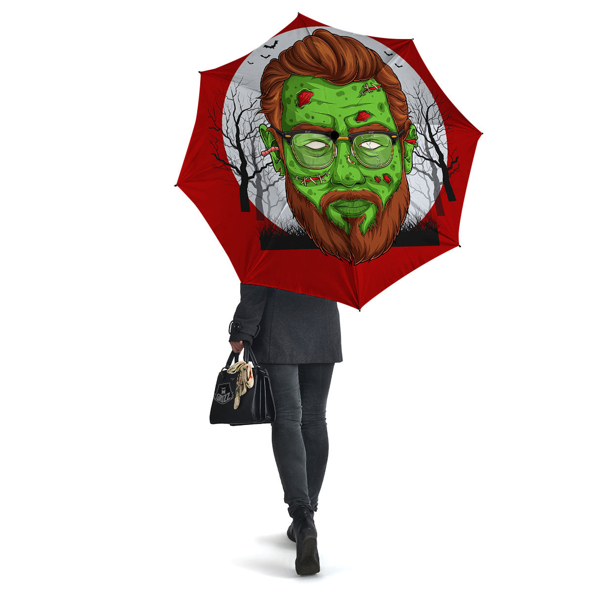 Zombie Face Halloween Character Print Umbrella-grizzshop