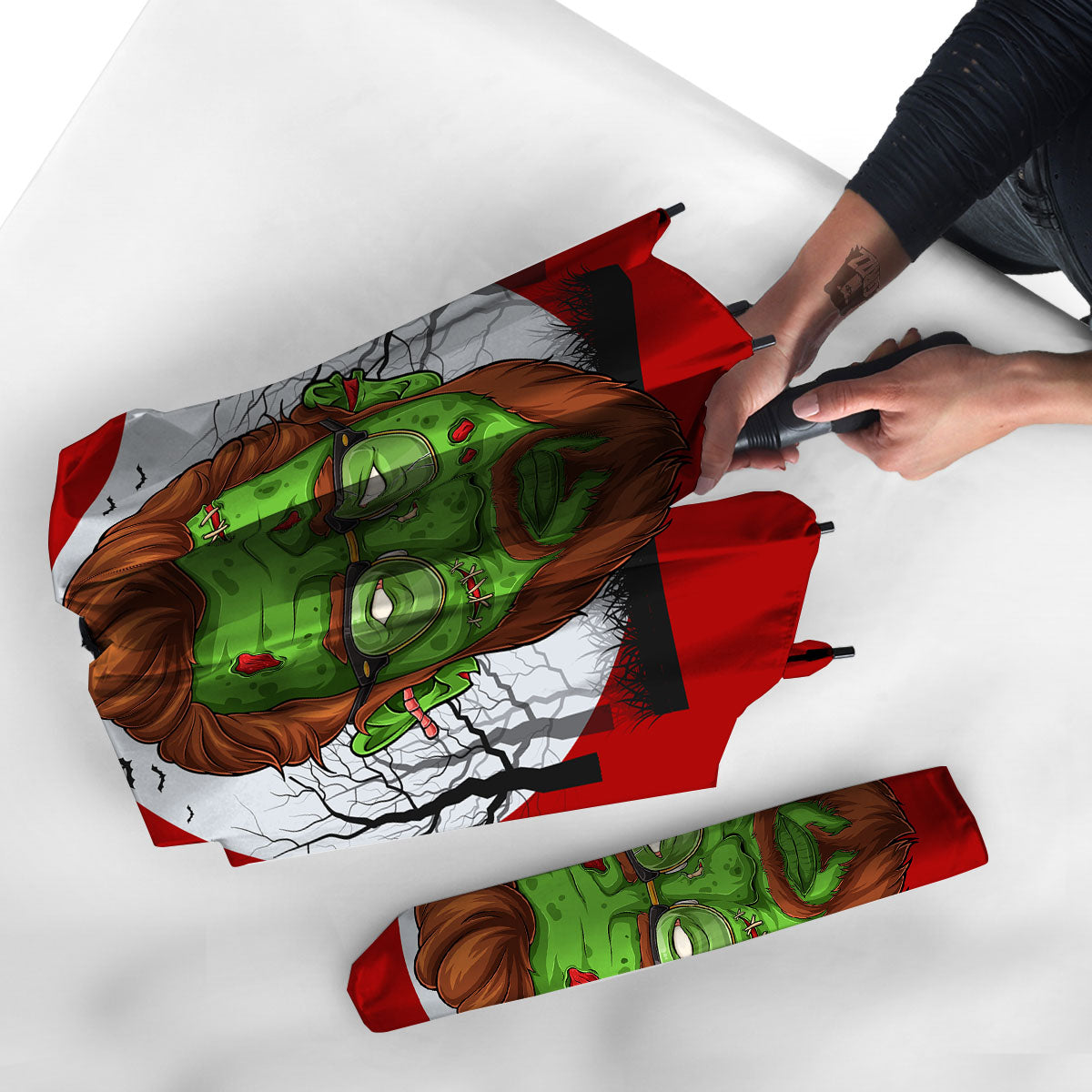 Zombie Face Halloween Character Print Umbrella-grizzshop