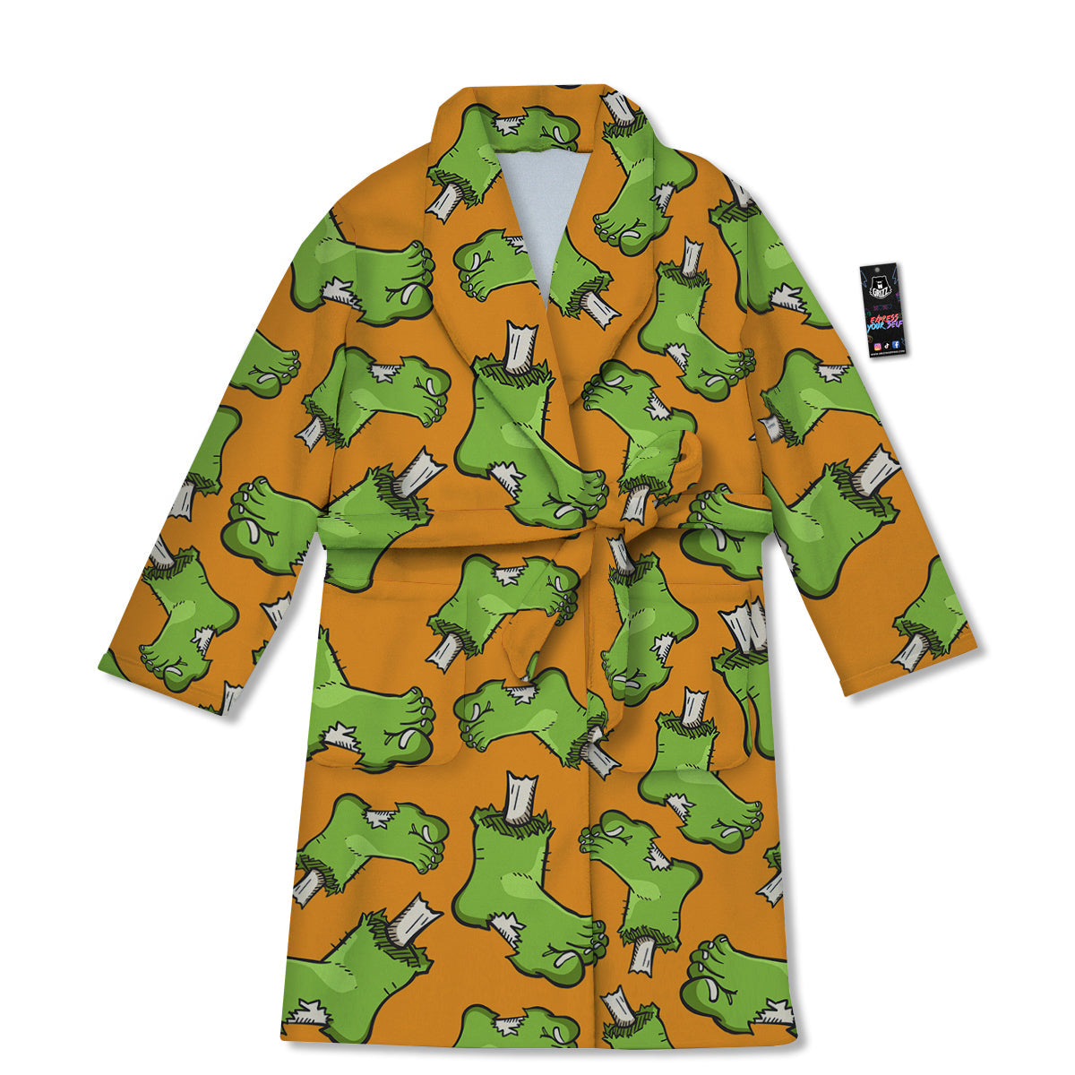 Zombie Foot Print Pattern Bathrobe-grizzshop