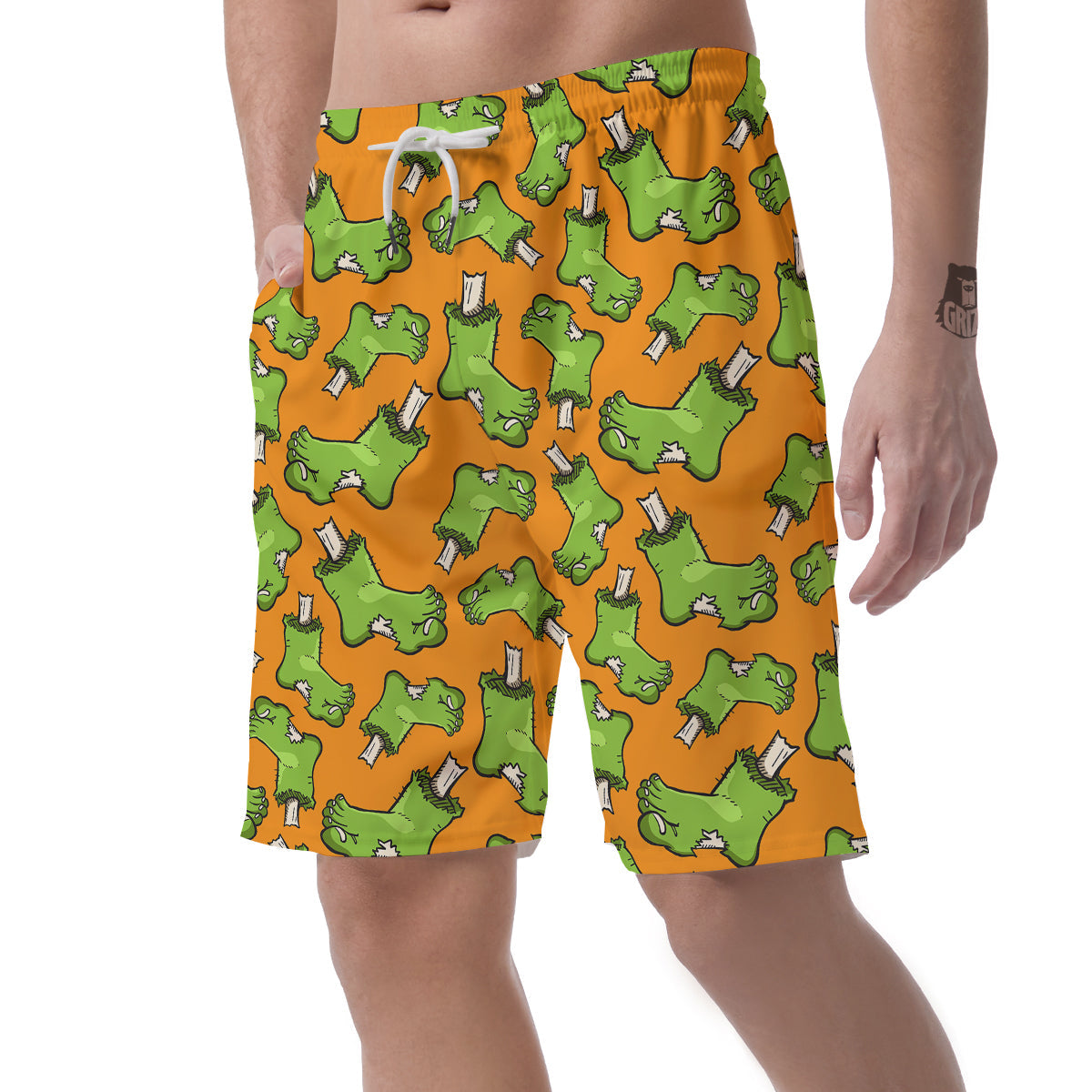 Zombie Foot Print Pattern Men's Shorts-grizzshop