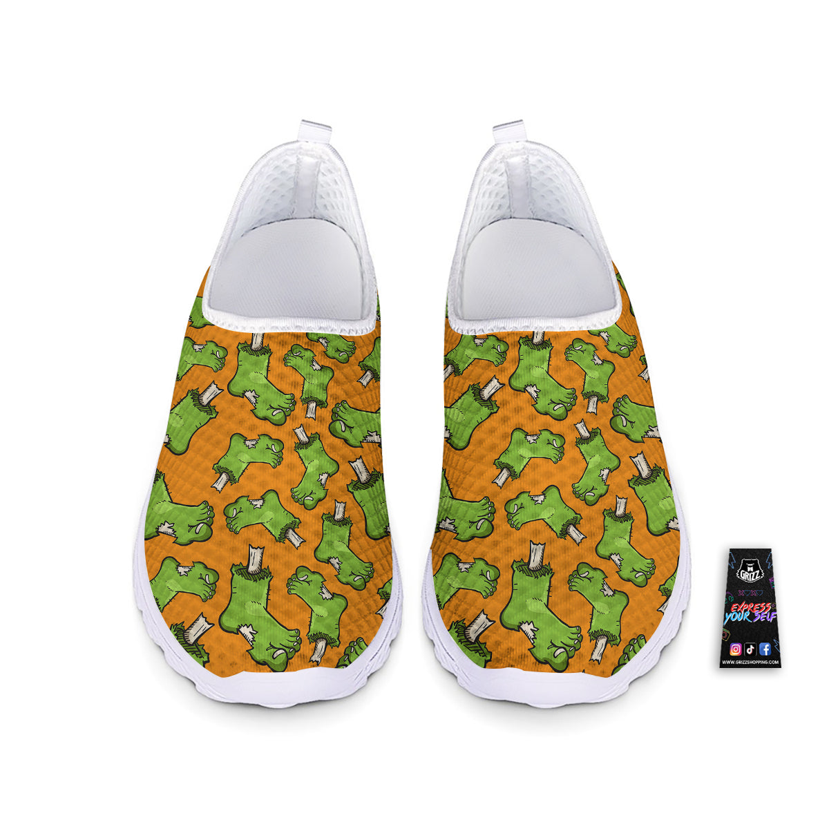 Zombie Foot Print Pattern Nurse Shoes-grizzshop