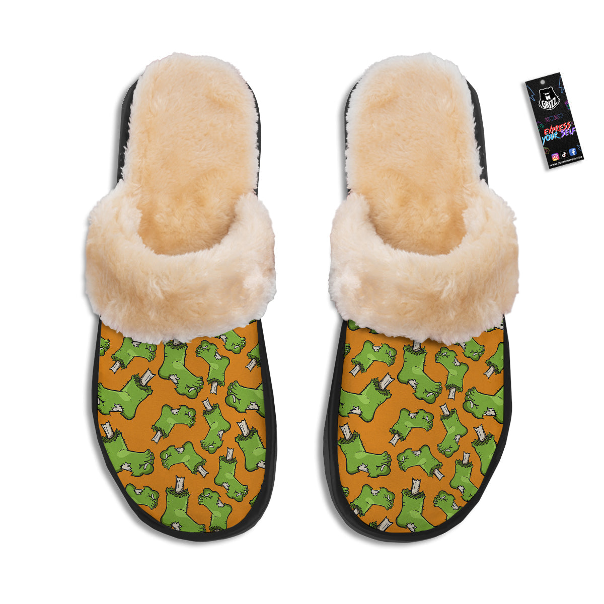 Zombie Foot Print Pattern Slippers-grizzshop