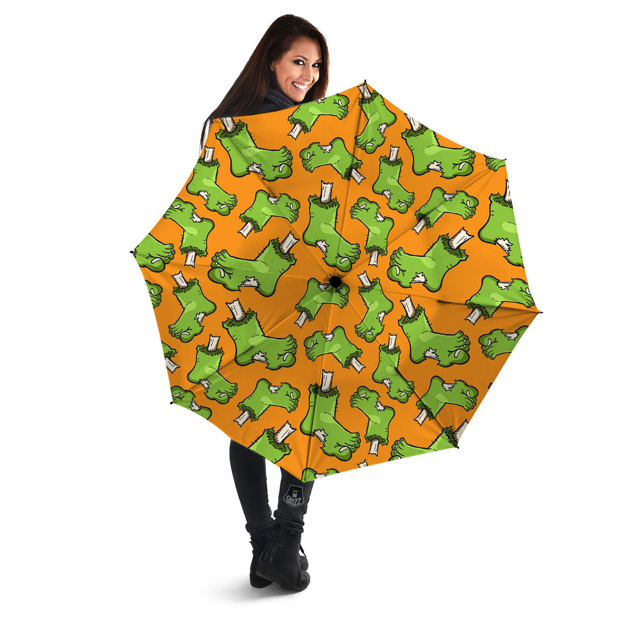 Zombie Foot Print Pattern Umbrella-grizzshop