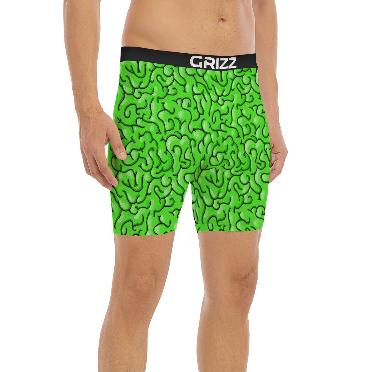 Zombie Green Brain Print Pattern Boxer Briefs-grizzshop