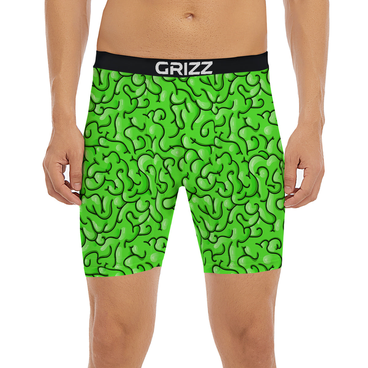Zombie Green Brain Print Pattern Boxer Briefs-grizzshop