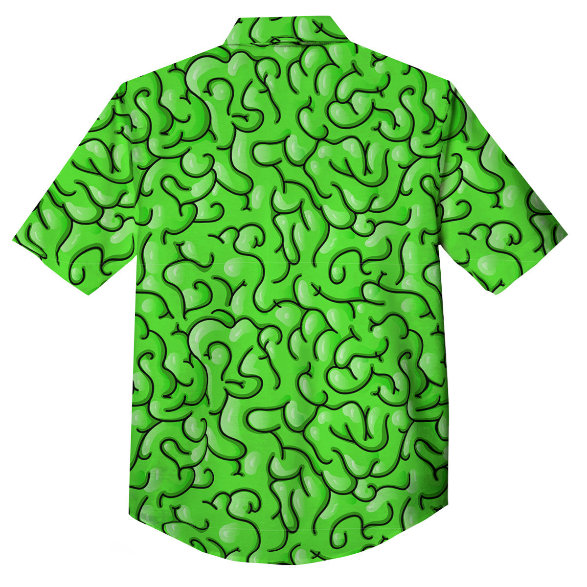 Zombie Green Brain Print Pattern Button Up Shirt-grizzshop