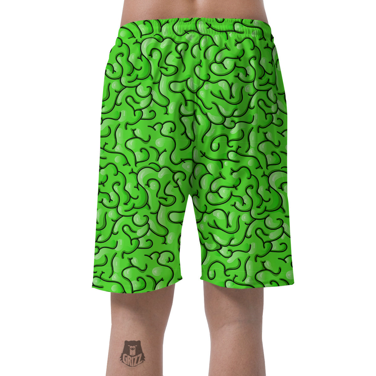 Zombie Green Brain Print Pattern Men's Shorts-grizzshop