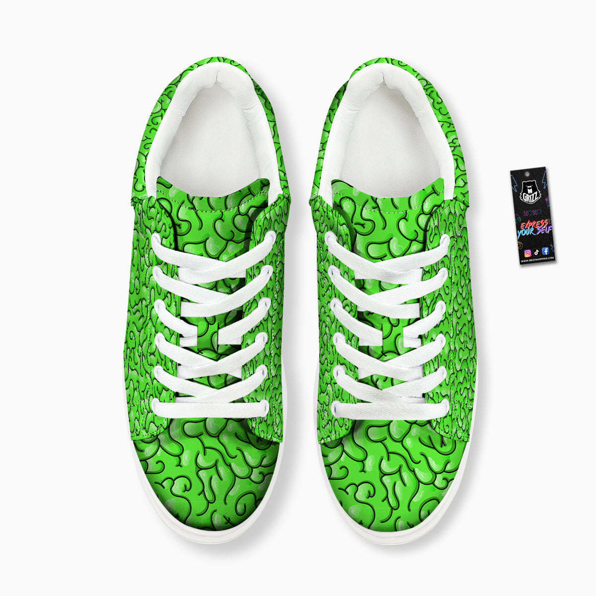 Zombie Green Brain Print Pattern Platform Shoes-grizzshop