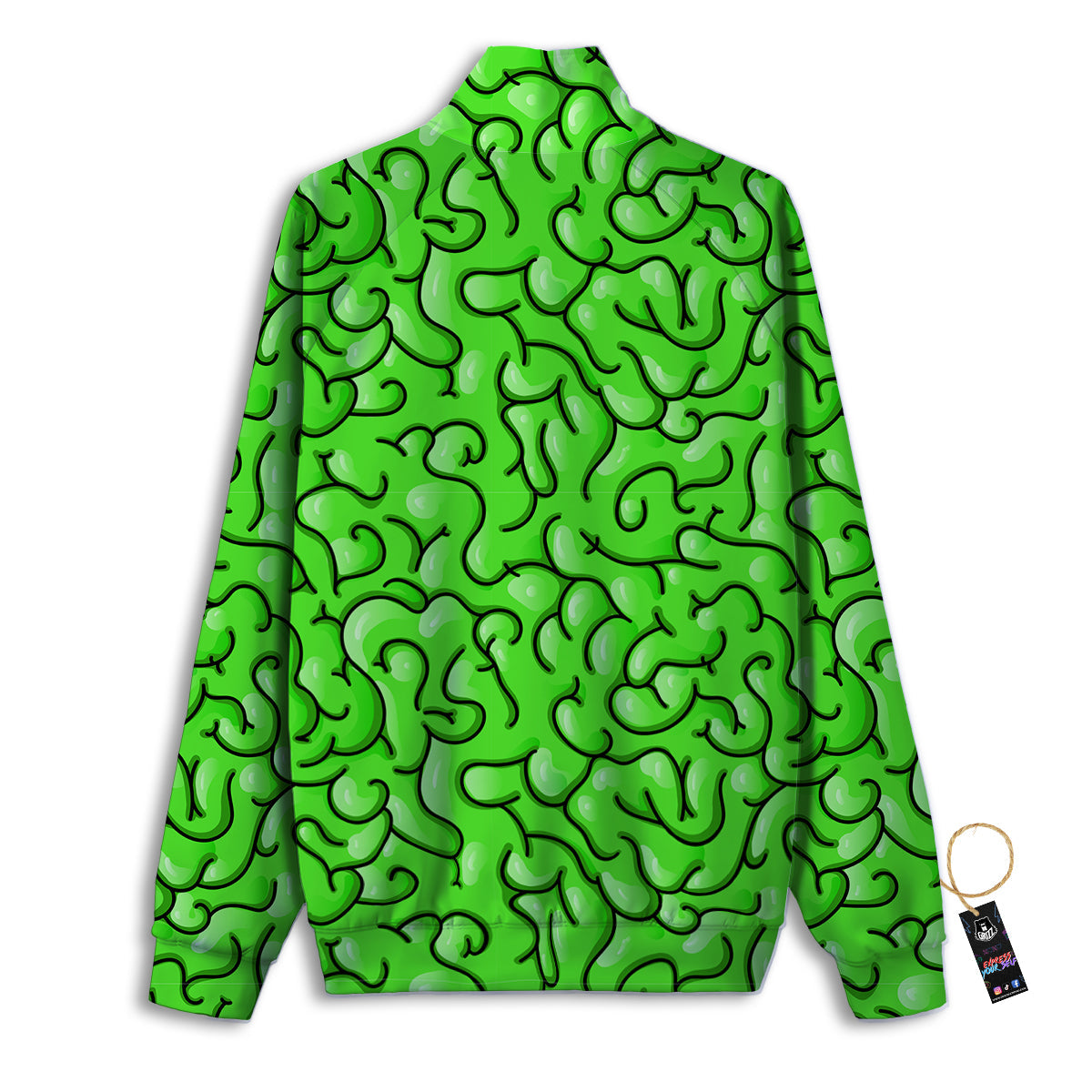 Zombie Green Brain Print Pattern Track Jacket-grizzshop