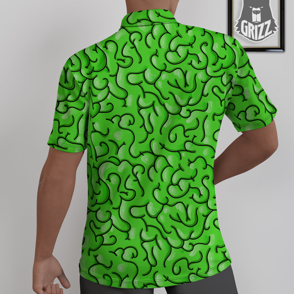 Zombie Green Brain Print Pattern Untucked Shirts-grizzshop