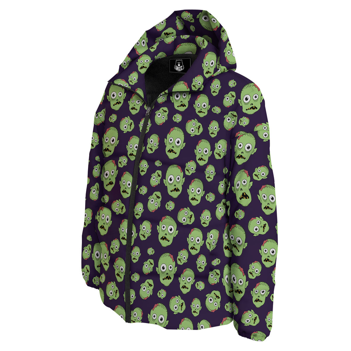 Zombie Green Print Pattern Down Jacket-grizzshop