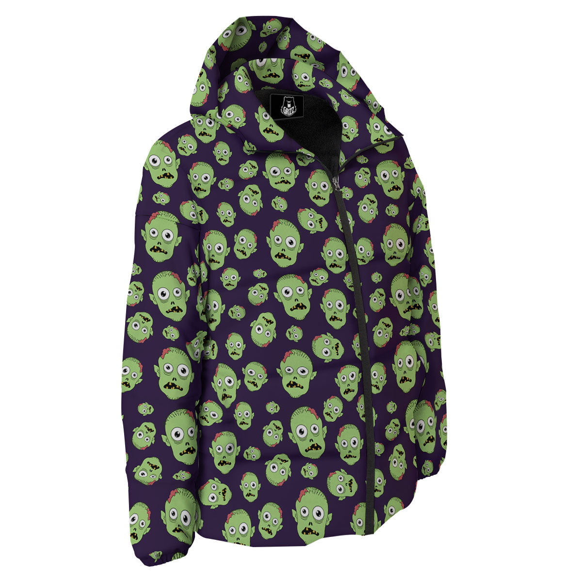Zombie Green Print Pattern Down Jacket-grizzshop