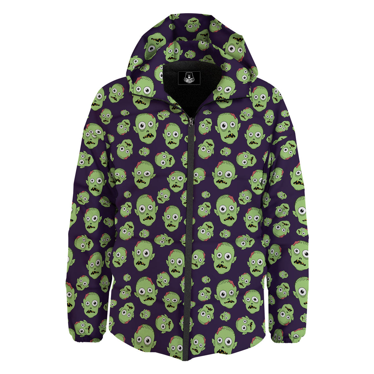 Zombie Green Print Pattern Down Jacket-grizzshop