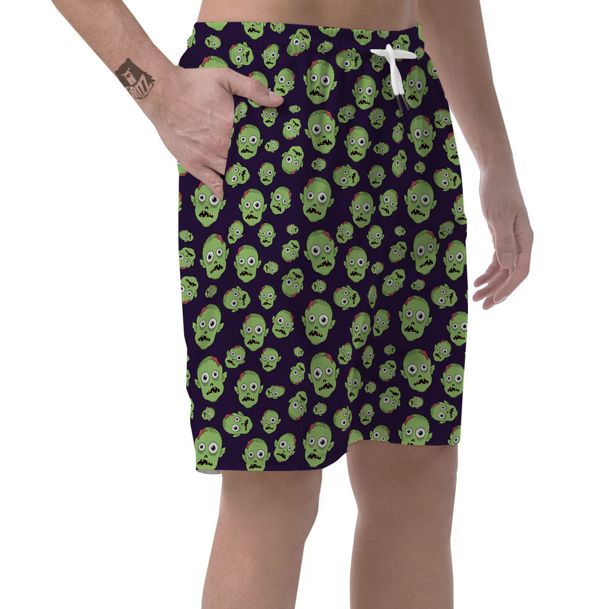 Zombie Green Print Pattern Men's Shorts-grizzshop