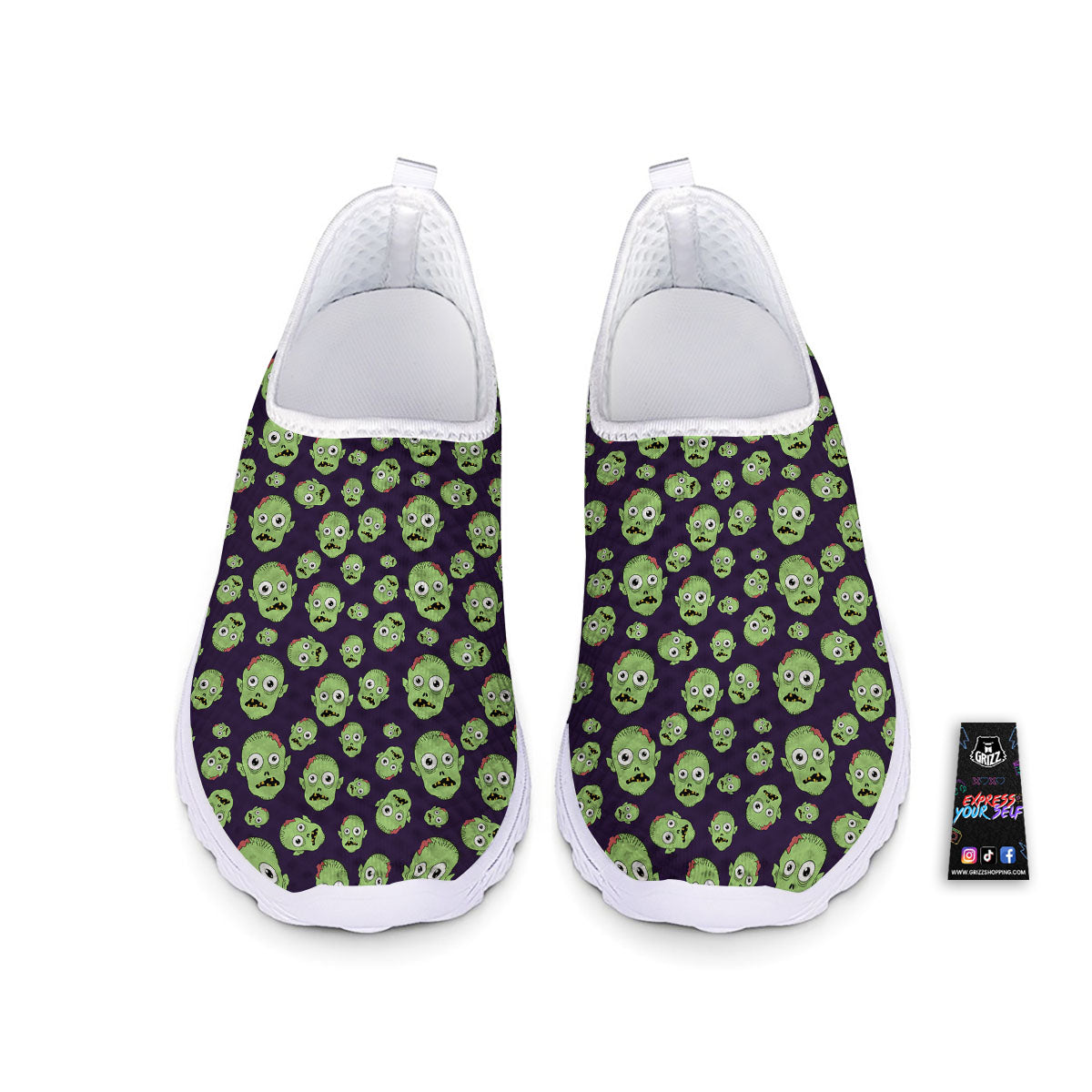 Zombie Green Print Pattern Nurse Shoes-grizzshop