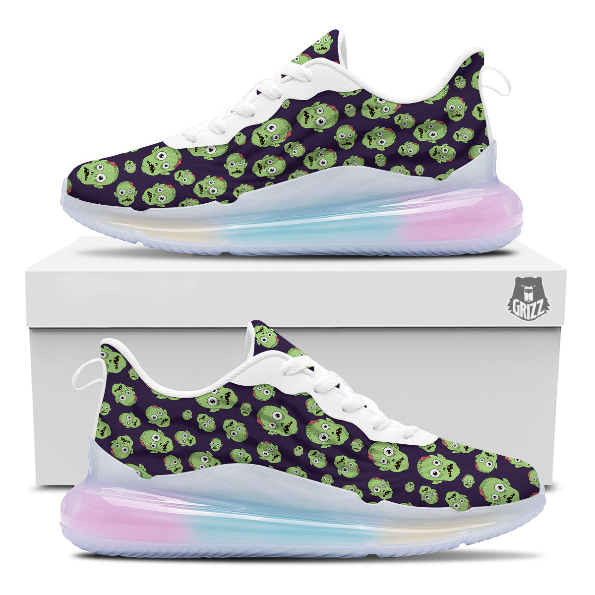 Zombie Green Print Pattern Running Sneakers-grizzshop