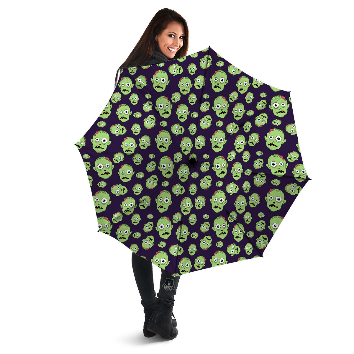 Zombie Green Print Pattern Umbrella-grizzshop